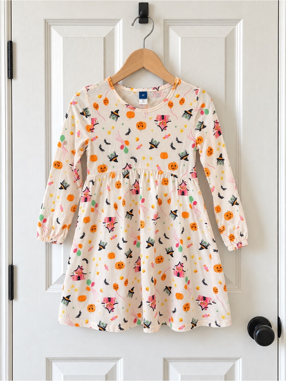 Old Navy Girls 6T Halloween Pumpkin Haunted House Long Sleeve Dress